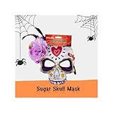 St@llion Máscara de calavera de azúcar impresa | Decoración de Halloween para truco o trato horrible floral mexicano máscara facial | Máscara del Día de los Muertos para fiesta de Halloween (paquete