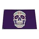 Banderas Decorativas De Jardín 90x150cm, Calavera De Azúcar Mexicana Outdoor Flag Resistente A La Decoloración Banderas Decorativas Estacionales Customed Banderas Artificiales 3x5Ft
