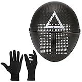 HAOBIN Máscara de Juego Juego de calamares Máscara Incluye un par de guantes negros Adecuado para Halloween,Mardi Gras y disfraces,tanto para hombres como para mujeres (negro triángulo)