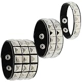 YSTrillion Pulsera Gótica Punk Remaches 3 Piezas Pulseras Punk para Hombre Mujer Ajustable Vintage de Años 80 Pulsera Gótica Punk Rock Negro para Halloween Cosplayer
