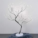 Soekodu Luz de árbol Abedul Navidad, 108 Led Lámpara árbol Bonsai Árbol Abedul Iluminado USB o Interruptor Táctil con Pilas Luces Rama árbol Alambre Cobre para Decoración Interior Hogar (Luz Blanca)