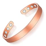 Herdear Pulsera Magnética de Cobre Pulseras Magnéticas Bronceadas Pulseras de Cobre Ajustables con Ocho Potentes Imanes para Hombres y Mujeres (Clásico)