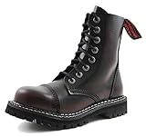ANGRY ITCH - Botas de piel de 8 agujeros, estilo gótico, punk militar, con puntera de acero., color Multicolor, talla 41 EU