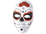 Rubies Máscara Calavera Katrina con rosas para adultos, Talla única, Día de los Muertos, Oficial Halloween, Carnaval y Fiestas