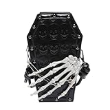 yanwuwa Bolso de hombro de piel sintética para mujer, bolso pequeño para teléfono, bolso cruzado de mano con calavera, bolso de mensajero de Halloween, Black