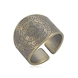 Sello de Siete Arcángeles Anillo Bíblico 7 Santos Ángeles Oración Talismán Anillos Amuleto Cobre Anillo Abierto Buena Suerte Protección Joyería Religiosa Regalos para Hombres Mujeres (Bronce)