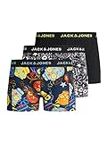 Jack & Jones Junior Jacsugar Calavera Paquete de 3 Jr Bóxer, Negro/Detalles: Negro-Amarillo Brillante, 164 cm para Niños
