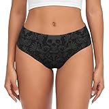 AYYQWE Calzoncillos góticos con estampado de calavera para mujer, ropa interior elástica, transpirable, cualquier atuendo, fresco, cómodo, flexibilidad, Negro, L