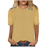 Camiseta Mujer Manga Corta Lentejuelas Verano Color sólido Moda Suelto Casual Cuello Redondo Túnica Tops Algodón Fiesta T-Shirt Camisa Elegante Cómodo Original Basic tee Talla Grande 2025