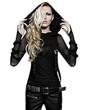 Punk Rave - Sudadera con Capucha - Capucha - Manga Larga - Mujer Negro Negro