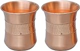ANCIENTIMPEX Juego de 2 vasos de cobre, martillados y lisos, 250 ml de capacidad para beneficios de salud Ayurveda (curvado)