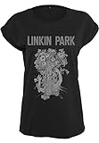 MERCHCODE Linkin Park Eye Guts Band - Camiseta para Mujer con diseño Impreso y Texto, Mujer, Camiseta, MC043, Negro, Small