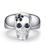 OHAYOO Anillo de calavera de plata 925, anillos de calavera, anillos góticos, calavera, Halloween, ajustable, joyería para mujer, hombre, niña, unisex, Plata de ley