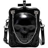 Baokuan Bolso De Mano con Calavera para Mujer, Bolso De Hombro Gótico De Gran Capacidad, Bolso De Médico con Tachuelas, Bolso Cruzado De Cuero PU, Bolso para Fiesta De Halloween