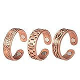 3 anillos de cobre magnéticos hechos a mano para mujeres, anillos de cobre pesados sólidos, regalo para mamá esposa