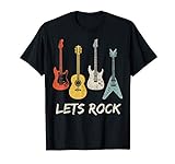 Lets Rock Rock n Roll Guitar Retro Gift Men Women Shirt Camiseta