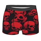 KWQDOZF Novedad, Calzoncillos Tipo bóxer con Calaveras Rojas para Hombre, Calzoncillos Tipo bóxer cómodos con Tejido Suave, elásticos, Ropa Interior para Hombre