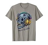 Calavera de música con auriculares de arte impresionante Techno Camiseta