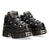 Zapatos NEW ROCK 106 Botines Hombre Negro con Plataforma y adornos Metallic Urban Black Shoes M.106-S112 (numeric_42)