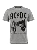 Recovered Camiseta AC/DC-para Aquellos Que están a Punto de Rock-Gris, Multicolor, M para Hombre