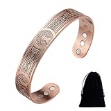 JAWUZ 1 Piezas Pulsera Magnética de Cobre, Pulseras Magnéticas para Mujeres y Hombres, Cobre puro Sólido Pulseras con Potentes Imanes Brazaletes de Tamaño Ajustable con Bolsa de almacenamiento