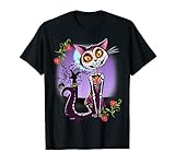 Divertido disfraz de gato de calavera de azúcar mexicana para Halloween Camiseta