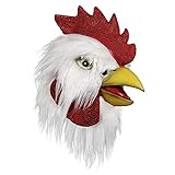 Máscara de gallo, Cabeza de máscara animal, Novedad de Halloween Máscara de pollo de lujo Fiesta Máscara de gallo de látex (Amarillo) (Blanco)