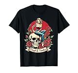 Pinup Retro Tough & Timeless Rosa Calavera Camiseta