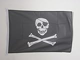 AZ FLAG Bandera Nautica Pirata Cabeza DE Muerte 45x30cm - Pabellón de conveniencia con Calavera 30 x 45 cm Anillos