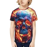 CSIVKEJ Camisetas novedosas de manga corta con cuello redondo para niños y niñas de 6 a 16 años, Calavera 14, 8-10 años