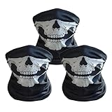 OVISEEN Pasamontañas Calavera Motocicleta 3 Piezas - Balaclava Transpirable con Diseño Esqueleto para Moto, Esquí, Ciclismo y Halloween - Máscara Multifuncional Talla Única Adultos (Negro)