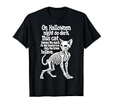 Gato esqueleto espeluznante Halloween noche poema esqueleto gatos calavera Camiseta