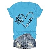 Camiseta con diseño de calavera brillante para mujer con letras impresas, regalo gráfico para mamá, camiseta con, azul, M