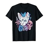 Disfraz floral calavera gato místico Sphynx flor Halloween Camiseta