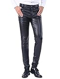 Idopy Men`s Business Slim Fit Faux Leather Pants Jeans Trousers Casual Pants 33