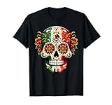 Cinco de Mayo Cráneo de azúcar mexicano, bandera mexicana calavera de azúcar Camiseta