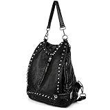 UTO Bolso de piel sintética para mujer con tachuelas, con diseño de calavera, Negro 65., large,