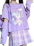 YINGKE Mujer Japonesa Kawaii Sudadera Anime Manga Gótica Y2K Harajuku Camiseta de Manga Larga para Niña (S, Negro Uniforme)