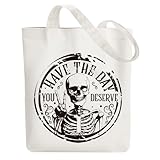 ANATTASOUL Bolsa de Tela Impresa Círculo De Calavera Negra, Tote Bag Tela Mujer,Shopper Algodón 38 * 40cm, Beige Bolsa de Transporte para Mujer, Saco Tote Bag de Lona Regalo