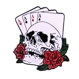 Broche de calavera de rosa, póquer, esmalte duro, pin de romanticismo de dibujos animados, accesorio para mochilas, insignias, sombreros, bolsas, joyería de Halloween, regalos para mujeres, hombres,