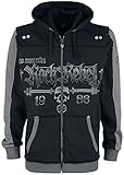 Rock Rebel by EMP Hombre Chaqueta Negra con Capucha y Estampados de Calaveras L
