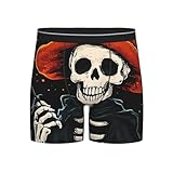 Calzoncillos tipo bóxer transpirables con estampado de calavera de calabaza para hombre, Calabaza Calavera 3, L