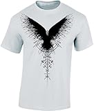 Camiseta vikinga para hombre, camiseta de cuervo sombría, camiseta vikinga para hombre, ropa vikinga, Blanco, XXL