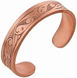 DEMMEX Pulsera de cobre puro, 3 mm de grosor, grabada a mano, acabado mate, hecha a mano en Turquía, M/L - Wrist 18-21cm, Cobre, No es una piedra preciosa