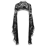 keland Mujer Lolita Gótica Encaje Bolero Shrug Goth Toreras (Negro, Small)