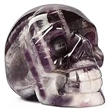 Hxswkk Figura de esqueleto de calavera de cristal de amatista de 2 pulgadas, calaveras, cabeza de vodka, regalos para Halloween, adornos negros, decoración de estatua de cristales para curación
