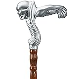 Bastón de Madera con Mango en Forma de Calavera - Bastón de Caballero de Moda para Hombres Mujeres - Cetro de Halloween,Longitud 89cm ( )