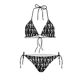 Biyejit Conjunto de bikini de dos piezas para mujer, traje de baño sexy con halter, triángulo, trajes de baño, Divertido esqueleto de calavera, XL