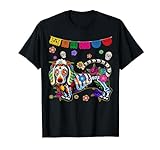 Perro salchicha mexicano con calavera de azúcar Día de Muertos Halloween Camiseta