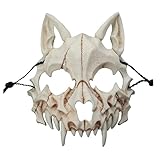 EULAPGOE Animal Esqueleto Máscara De Halloween, Resina Perro Cráneo Huesos Dientes Horror Terror Diablo Lobo Hombre Lobo Máscara Media Máscara De Carnaval Disfraz Máscara